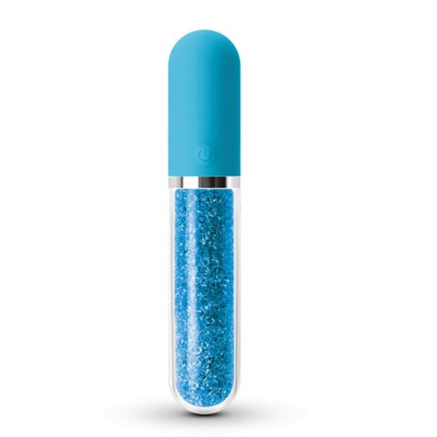 Скляний вібратор із кристалами NS Novelties Stardust Charm блакитний