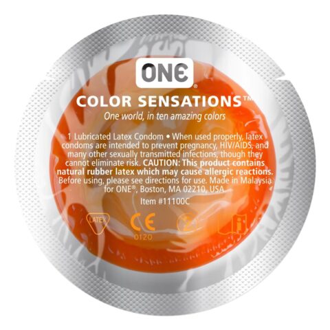 Набір презервативів латексних One Color Sensation силіконовим мастилом помаранчевого кольору (ціна за 5 шт)